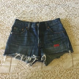 Levi Cherry embroidered shorts